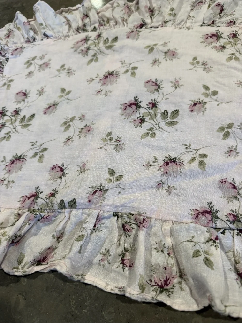 BELLA NOTTE Vintage floral LINEN pale pink single sham